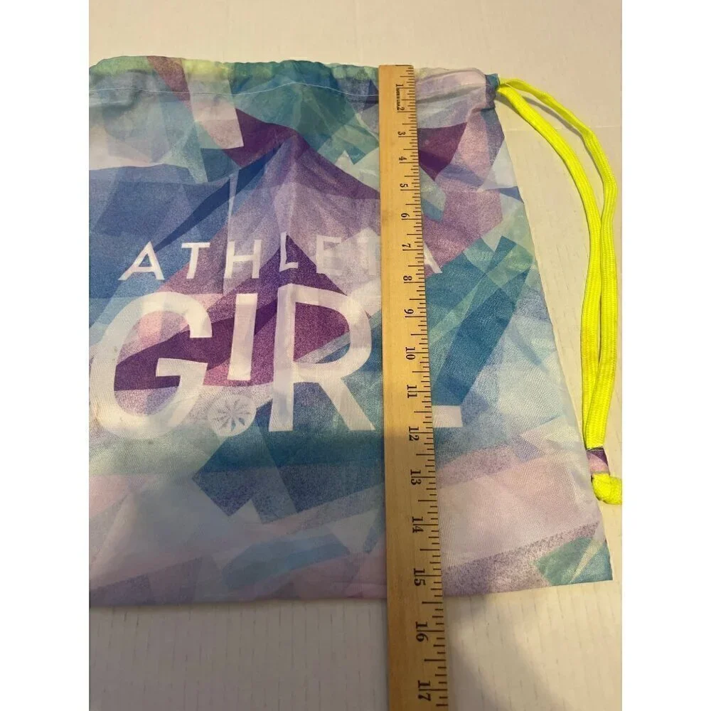 Athleta Girl Drawstring Bag Backpack Sack Purple Silver 14X16